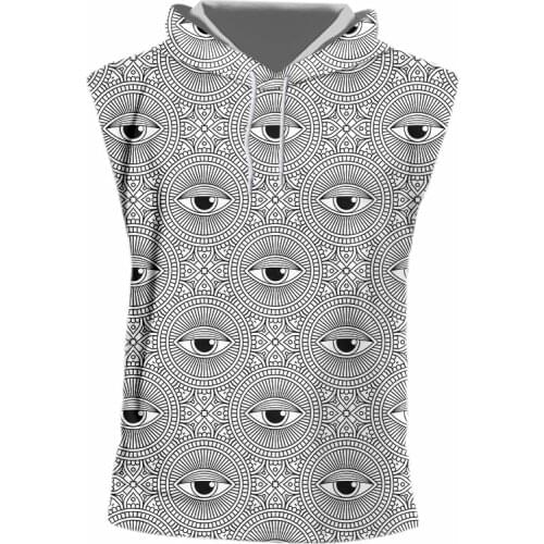 IFPD EU Size Summer Cool Vest With Hat Print Eye Pattern 3D Hooded Tank Top Women/men Bodybuilding Fitness Sleeveless Plus Size