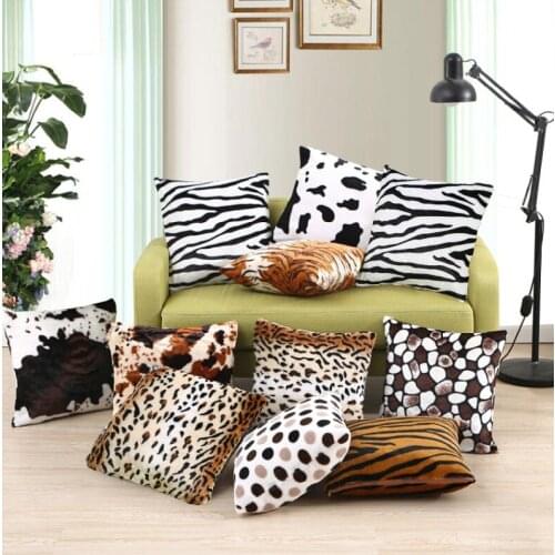 Cow Tiger Pattern Cushion Cover Pillowcase Soft Plush Pillow Case Cojines Decor Sofa Throw Pillows Decorative Pillow Covers