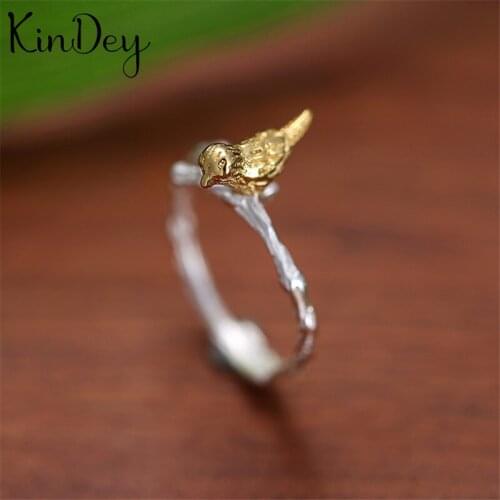Kindey Silver Color Bird Rings for Women Bridal Wedding Vintage Open Finger Rings Christmas Gifts