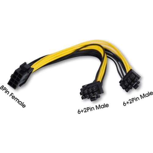 2Pcs 8 Pin PCI-e To 8 Pin 6+2 PCI-e Female To Male GPU Power Cable For graphics card mining motherboard