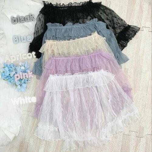 Summer soft sister Lolita top jsk Dress lolita with ruffled trumpet sleeves bud silk gauze blouse top
