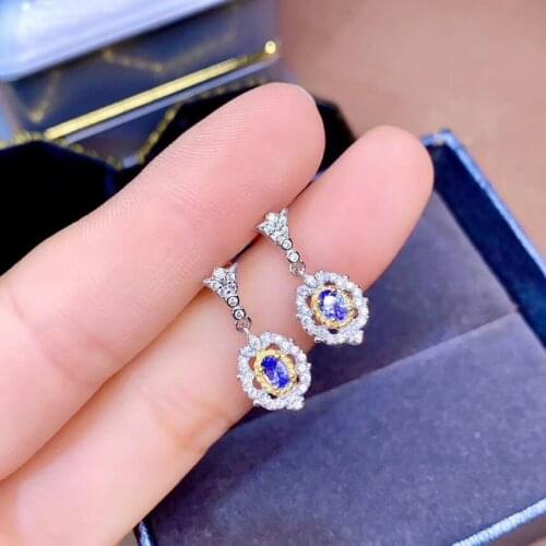 The Best Gift for Your loved Girl Natural And Real Tanzanite Earring 925 sterling silver Fine jewelry Tanzanite Earring