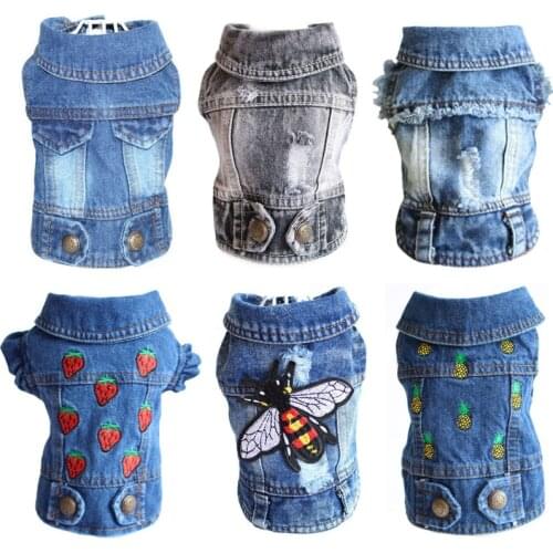 Fashion Cowboy Dog Jacket Spring Denim Dog Clothes Vest Puppy Clothing for Dogs Chihuahua Yorkies Casual Jeans Pet Coat Costumes