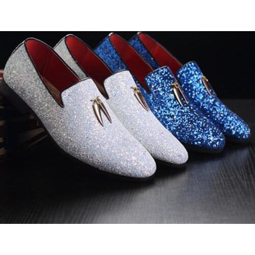 Coslony Men Liesure Shine Flat Slip-on Dress Shoes 2021 new fashion Casual Pointed Toe Solid Color Wedding Loafer Big Size 47 48