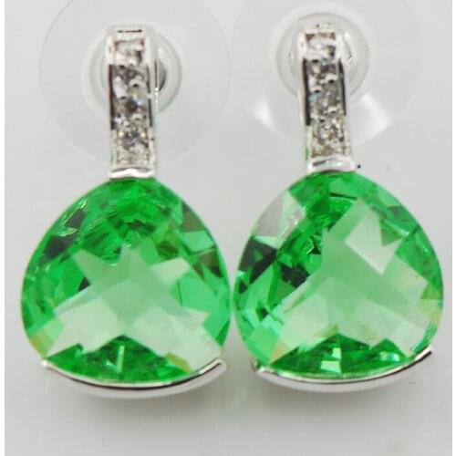 New Peridot Woman 925 Sterling Silver Crystal Earrings TE528