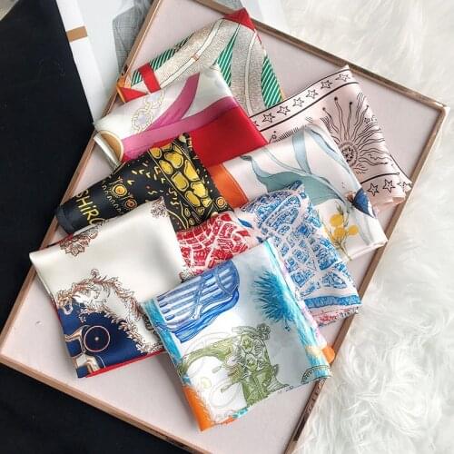 Mulberry Silk Satin Scarf Square Kerchief Digital Printing Horse Natural Silk Elegant Lady Womens Fashion Accessories