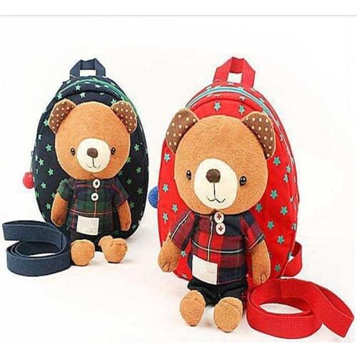 Hot Selling Bear Plush Backpacks with Safty Harness Toddler School Bag 2-in-1 Plush Toy Harnesses Buddy 6 Styles