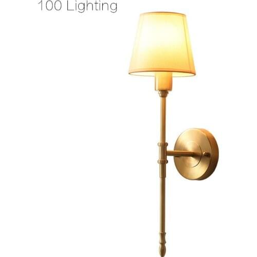 Nordic Golden Metal LED Wall light Surface Mount Living room Bedroom Wall Sconce Loft Wall Light Fixtures Fabric Lampshade E14