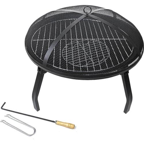 Foldable Outdoor Fire Pit Wood Burn Terrace Brazier for Camping Barbeque Outdoor BBQ Durable Steel Frame Braziers with Cover
