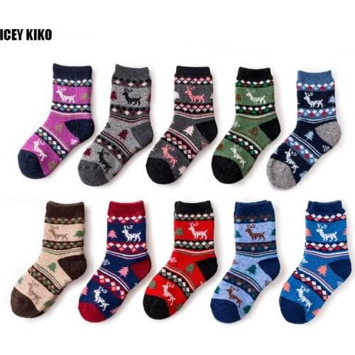 Super Thick Winter Kids Socks Jacquard Weave Pattern Toddler Boys Girls Socks Christmas Socks As Gift Wool And Rabbit Hair Socks