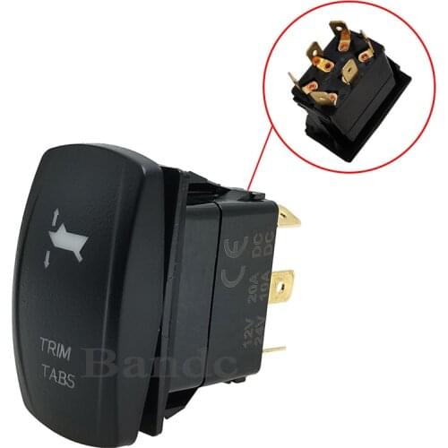 TRIM TABS 6Pins (ON)-OFF-(ON) DPDT Momentary Polarity Reversing Rocker Switch for Car Boat Marine Yacht，Dual Blue Led lights