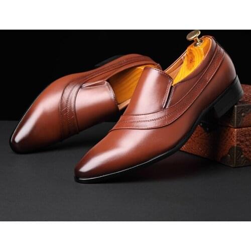 Pointed Toe Business Men Dress Shoes Casual British Formal Loafers Spring Autumn Men Luxury Shoes Wedding Work Office Oxfords