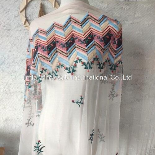 High end new color embroidery lace fabric,DIY net yarn embroidery fabric,Patchwork cloth