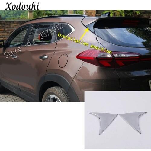 Car Body Chrome ABS Rear Tail Spoiler Side Triangle Molding Window Bezel Trim Sticks 2pcs For Hyundai Tucson 2019 2020