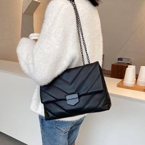 Women PU Leather Shoulder Bags Bags Ladies Solid Color Square Bag Chain One-Shoulder Messenger Crossbody Bags