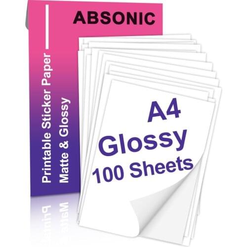 10/20/30/40/50/100 Sheets Glossy Printable Vinyl Sticker Paper A4 Self-Adhesive Copy Paper for Inkjet Printer DIY Sticky Sticker