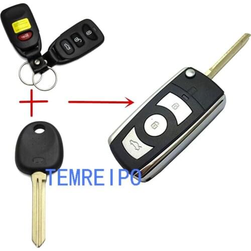 10pcs/lot 3+1 button flip remote key shell (one button on back case) for Hyundai Cerato