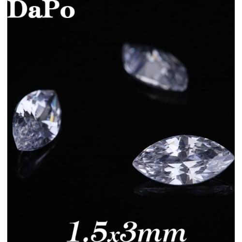 100pcs 1.5*3mm Marquise Shape AAA Clear White CZ Stones 1.5*3mm Synthetic Gems Cubic Zirconia Beads For Jewelry