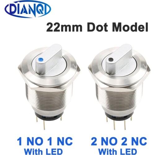 22mm With LED single point push button switches rotate NO NC 2NO 2NC DPDT car buttons 2 3 position Switch Rotary Switch