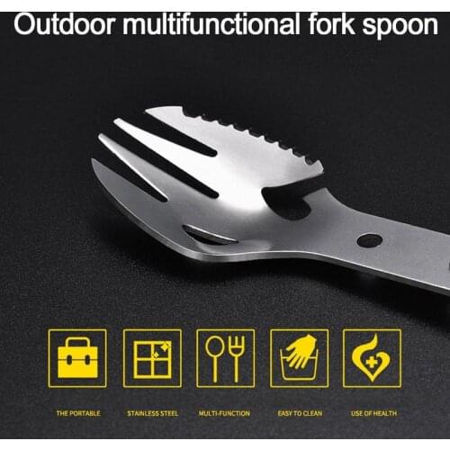 5-IN-1 Can Bottle Opener Food Camping Picnic BBQ Tableware Multi-functional Fork Camping Cookware Cutlery Spoon G7V0