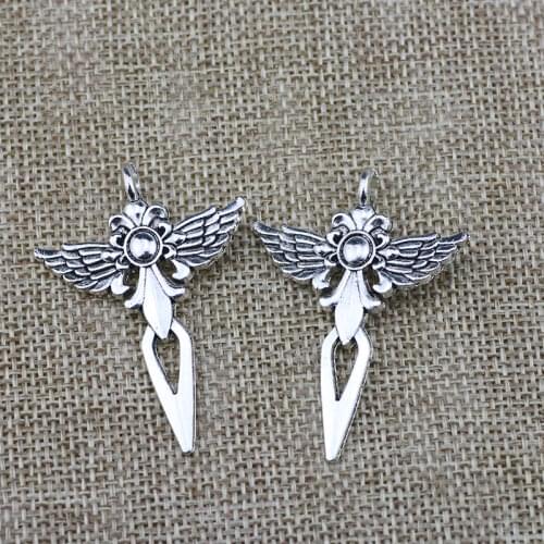 6 Pieces 48*34mm Antique Silver Color Wings Wicca Charms Pendant For DIY Jewelry Making