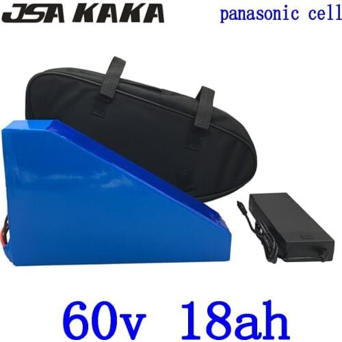 60v battery pack 60V 18AH triangle Lithium battery 60V 18AH electric bike battery use panasonic cell for 60V 1500W 2000W motor