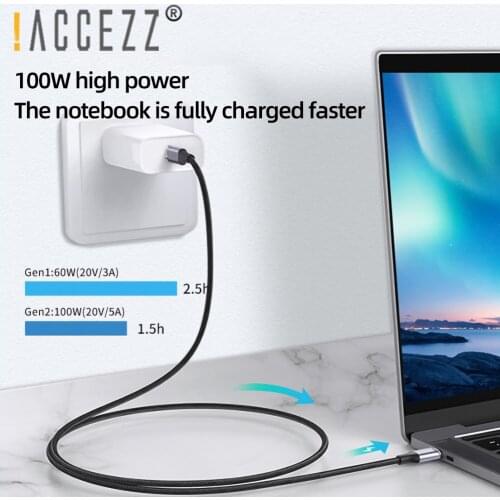 !ACCEZZ 5A USB C to Type C Cable PD 100W USB 3.1 Gen 2 10Gbps Fast USB-C Cable For Macbook Pro Samsung S10 Note20 QC 4.0 Cord 2M