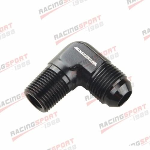 AN8 8AN AN-8 To 3/8" NPT 90 Degree Male Aluminum Fitting Adapter Black
