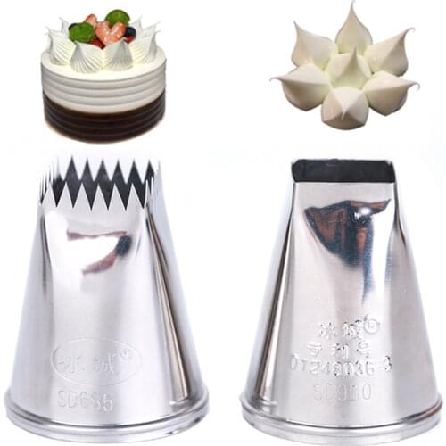 2pcs Large Cream Decoration Nozzles Set Stainless Steel Icing Piping Pastry Tips Cupcake Tools