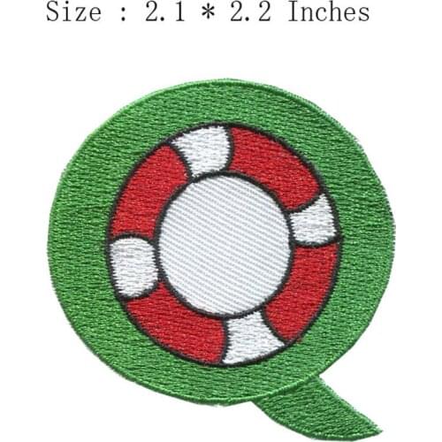 Q letter with football 2.1"wide DIY embroidery patch for Motor Sports Patches/Rocker Patches/Biker Vests