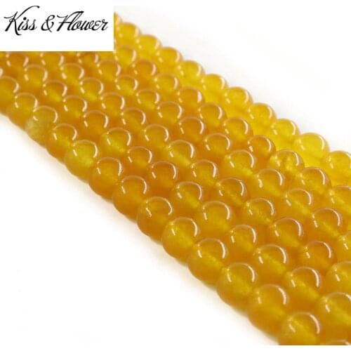 KISS&FLOWER LB09 4 6 8 10 12mm Natural Stone Jewelry DIY Making Accessories Bracelet Necklace Yellow Round Loose Spacer Beads