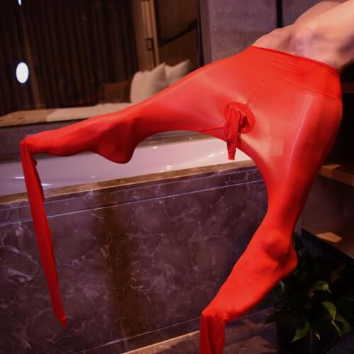 Men Penis Sheath Stockings Open Close Sleeve Tight Stockings Sheer Shiny Glossy Pantyhose Tights Gay Wear Sexy Fetish Stocking