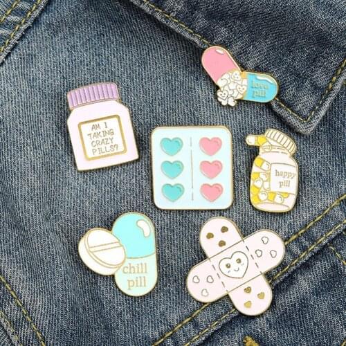 Love Yourself Enamel Lapel Pins Cartoon Heart Brooch Pin Band-Aid Badge Collar Brooch Clothes Decor For Medical Students