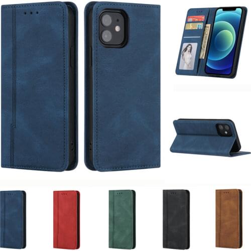 PU Leather Flip Phone Case for iPhone 12 Mini 11 Pro Max X XS XR 6S 7 8 Plus SE 2020 Coque Wallet Card Slots Shockproof Cover