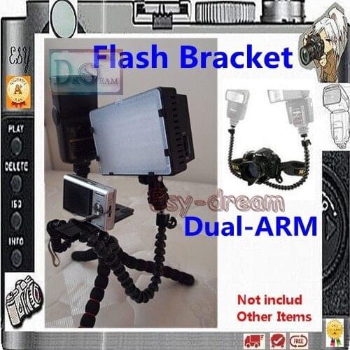 Flexible Dual-arm Dual-shoe Double-shoe Flash Bracket For MACRO SHOT For Camera DSLR PT073