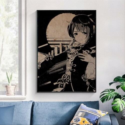 Canvas Painting Retro Poster Genshin Impact Wall Decor Anime Posters Wall Art Picture for Living Room Decoration Home Deco