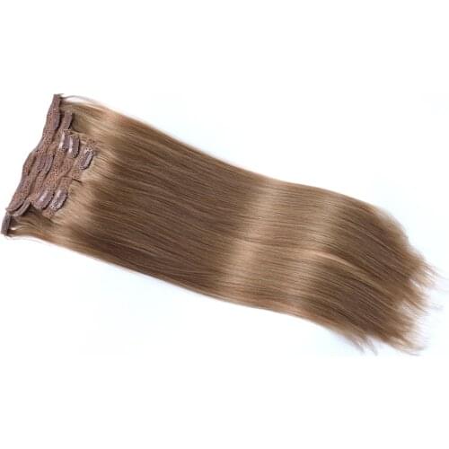 Kayla #18 Remy Hair Clip In Human Hair Extensions Natural Black to Light Brown Honey Blonde Ombre Straight Clip Ins