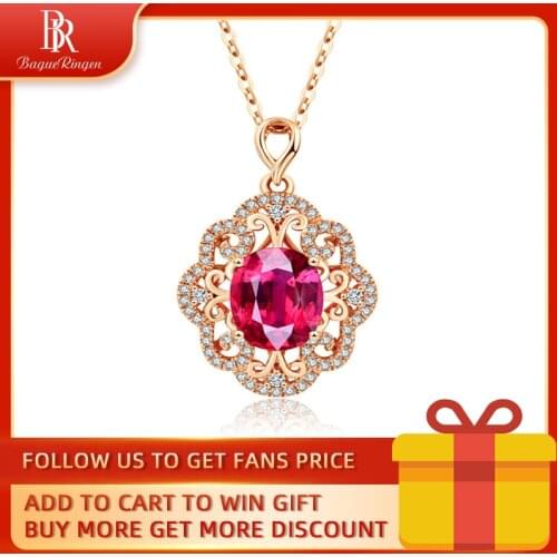 Bague Ringen Classic Silver 925 Jewelry Ruby Necklace With Round Shape Gemstones Rose Gold Color Wedding Party Wholesale Gift