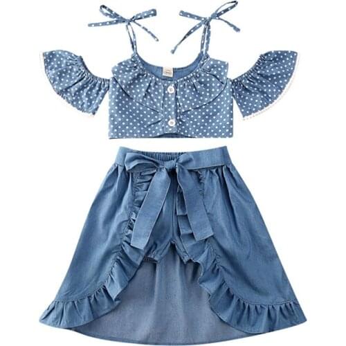 Baby Girl Suit Summer New Children Sling Top Dovetail Skirt Shorts Three-Piece Suit Fashion Personality Girl Clothing Sets 2-6 Y