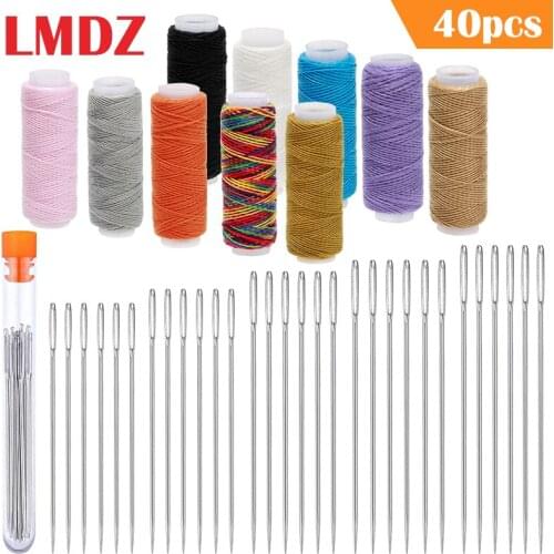 LMDZ Sewing Thread Stainless Steel Large Eye Needles Cross Stitch Needles Quilting Tool Hand Stitching Thread DIY Handcraft Tool