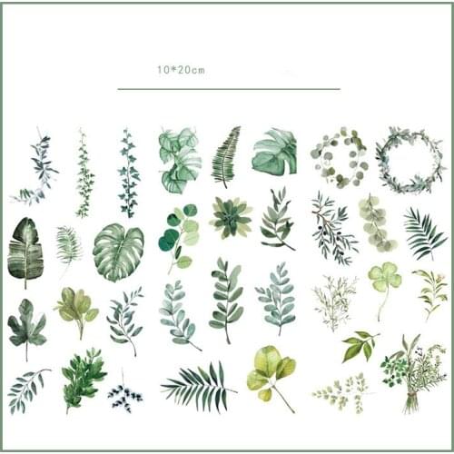 3pcs/lot Green leaves Journal Decorative Stickers set Scrapbooking Stick Label Diary Stationery Album Stickers