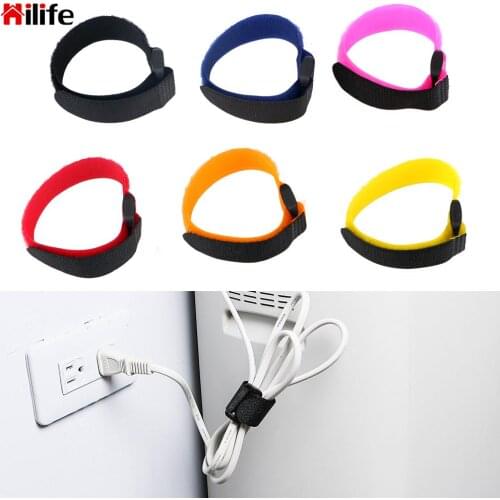 2*20cm 10 piece/set Wire Organizer Nylon Fastener Hook and Loop Strap Cord Ties Multifunction Self Adhesive Reusable Cable Tie