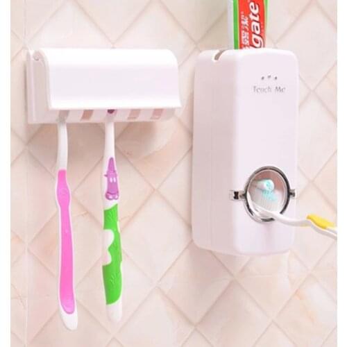 New High Quality Home Improvement Automatic Toothpaste Dispenser With Five-Slot Toothbrush Holder Set Wall Mount Stand Tools