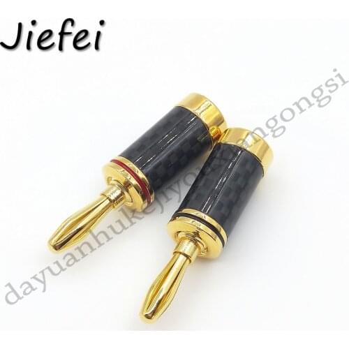 New 20PCS Copper Carbon Fiber Gilded Speaker Banana Plug Adapter 4mm Wire Connector For Musical HiFi Audio Banana Connector
