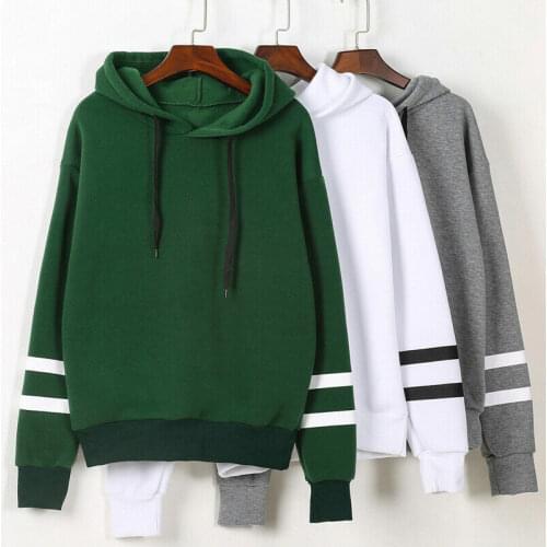 Autumn Womens Hoodie Striped Long Sleeve Hooded Sweatshirt Spring Ladies Loose Casual Pullover Hoodie Top
