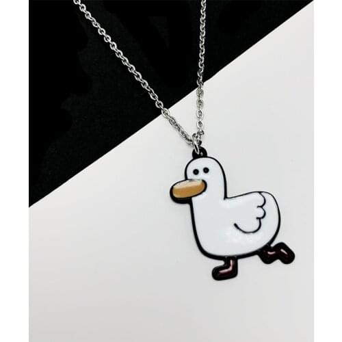 Cute Cartoon Animl White Duck Pendant Necklace for Women Girl Harajuku Enamel Long Necklace Funny Daily Jewelry Party Gifts