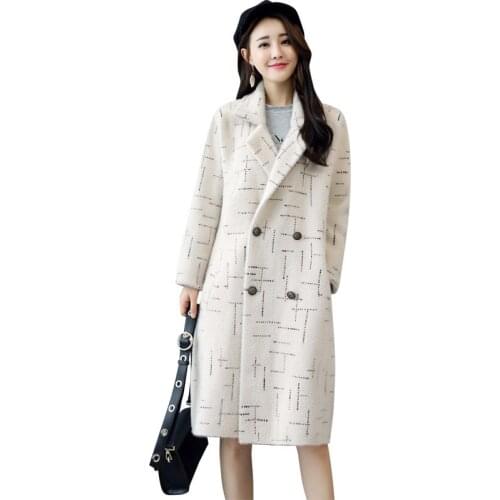 Coat autumn and winter womens new fashion woolen coat female long section loose temperament double-breasted winter coat women