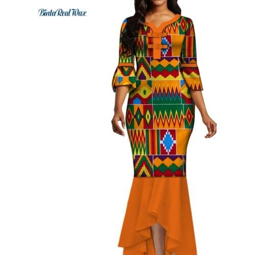 Dashiki African Print Dresses for Women Riche Ankara Print Long Sleeve Evening Dresses Traditional African Women Clothing WY5492
