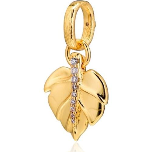 QANDOCCI Fits Pandora Bracelet Argent Charm Original 925 Sterling Silver Shine Shining Leaf Pendant Charms Beads for Jewelry