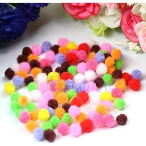 100 Pcs/Set Assorted 8mm Mixed Color Soft Fluffy Pom Poms Pompoms Hot E56C